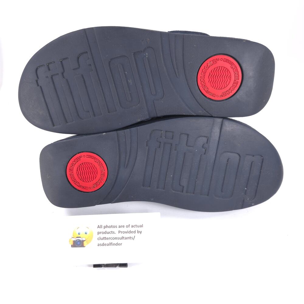 Fit Flop Casual Wedge Thong Sandals Womens Size 8 302-097 Black - Picture 9 of 9